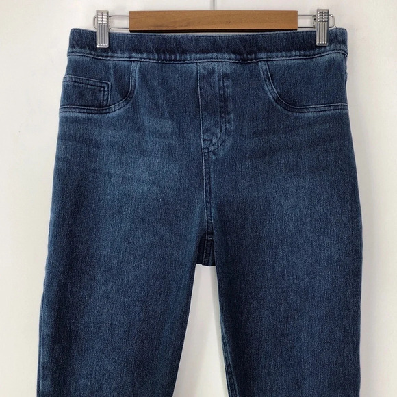 Spanx Dark Wash Jean-ish Ankle Leggings Pull Up Jeans Size L - Picture 3 of 9